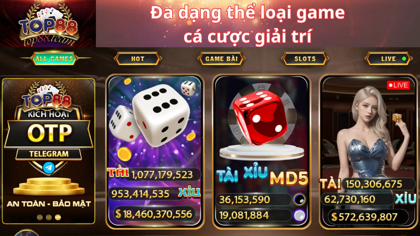 Hệ thống sản phẩm tại cổng game Top88 Hệ thống sản phẩm tại cổng game Top88