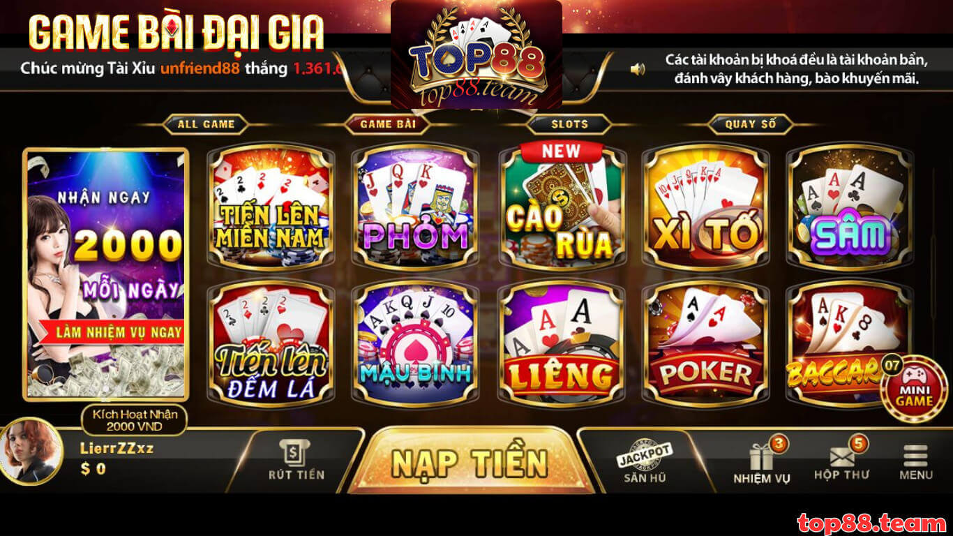 Top 10 game bài uy tín tại Top88 Top 10 game bài uy tín tại Top88